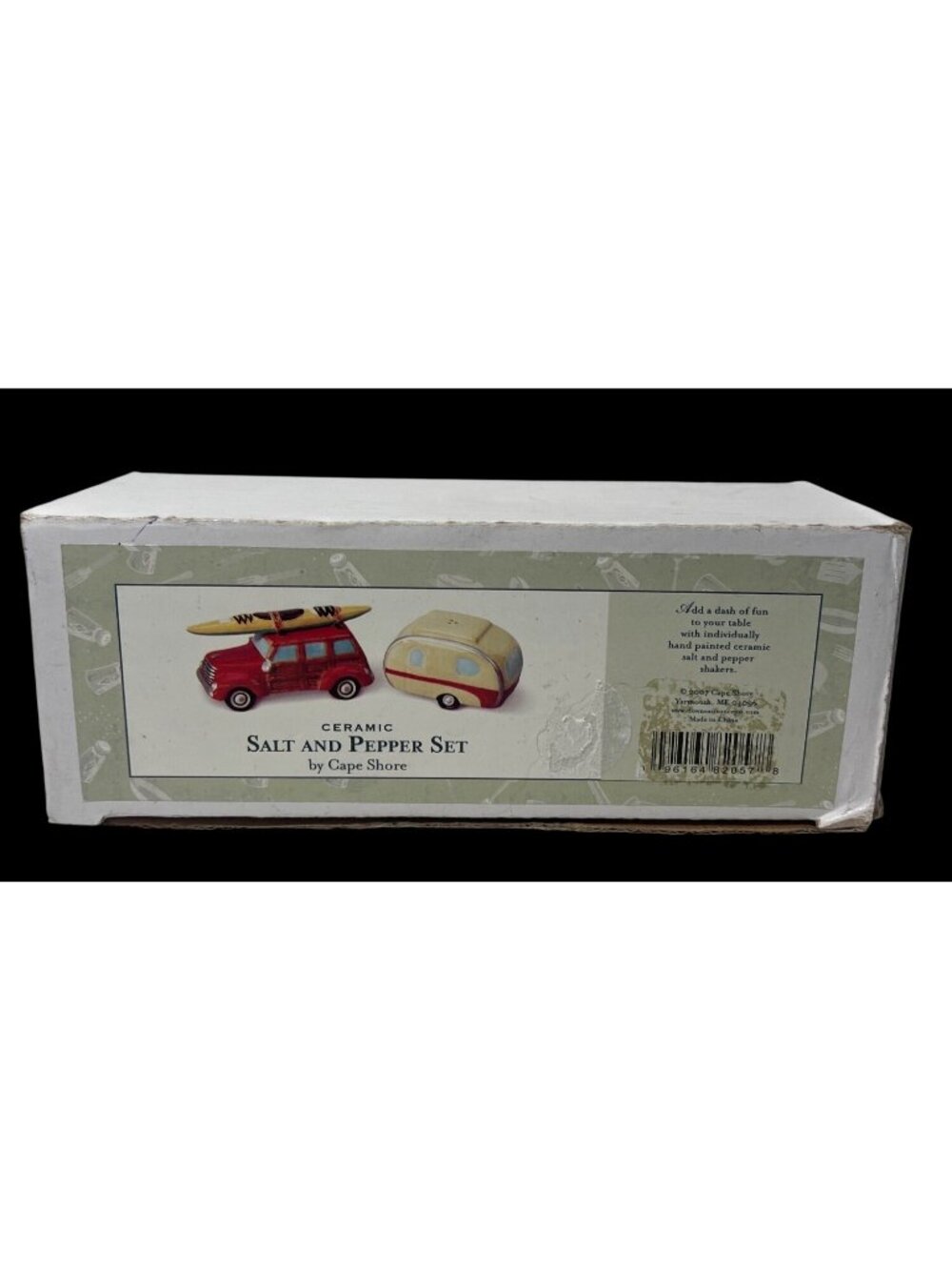 Cape Shore Ceramic Salt & Pepper Shaker Set Woody Car & Camper Retro Design